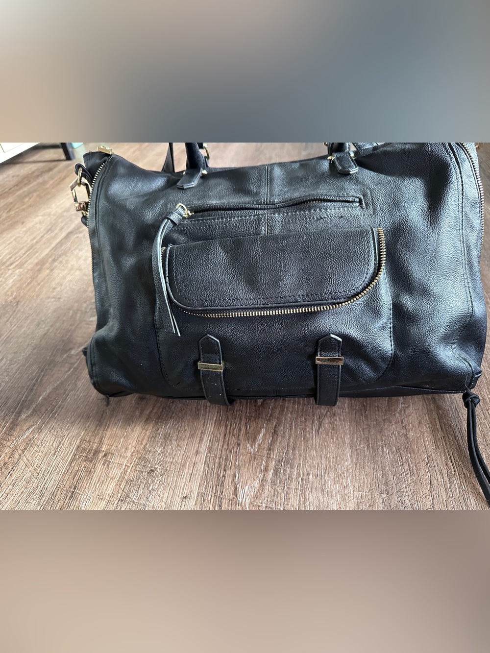 Steve Madden Large Black Travel Tote Weekender Carry On Bag Vegan Leather - Picture 4 of 11